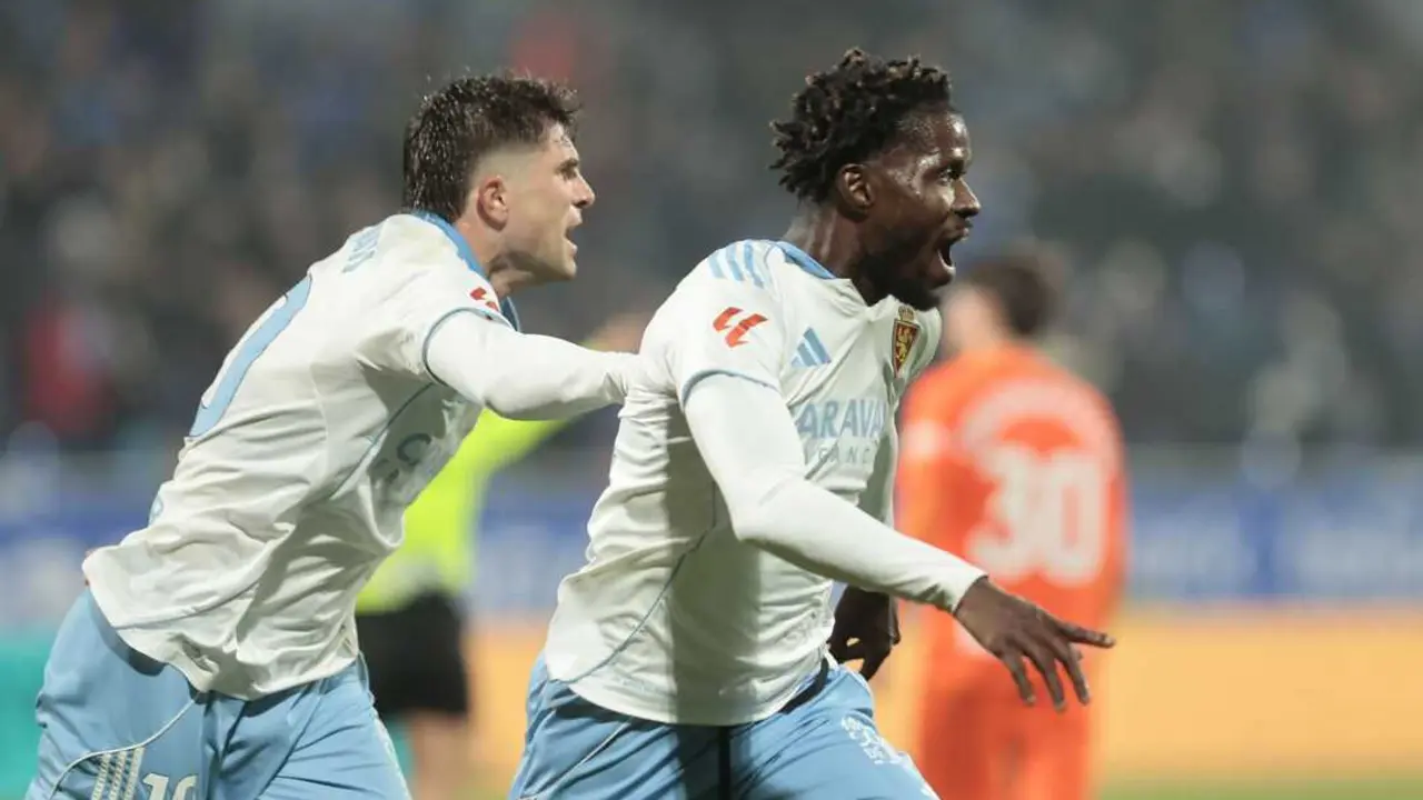 Paul Akouokou celebra el gol del empate / LALIGA