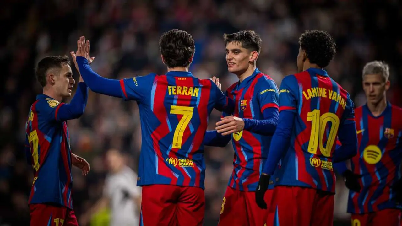 Jugadores del FC Barcelona celebrando un gol ante el Albacete / FCB