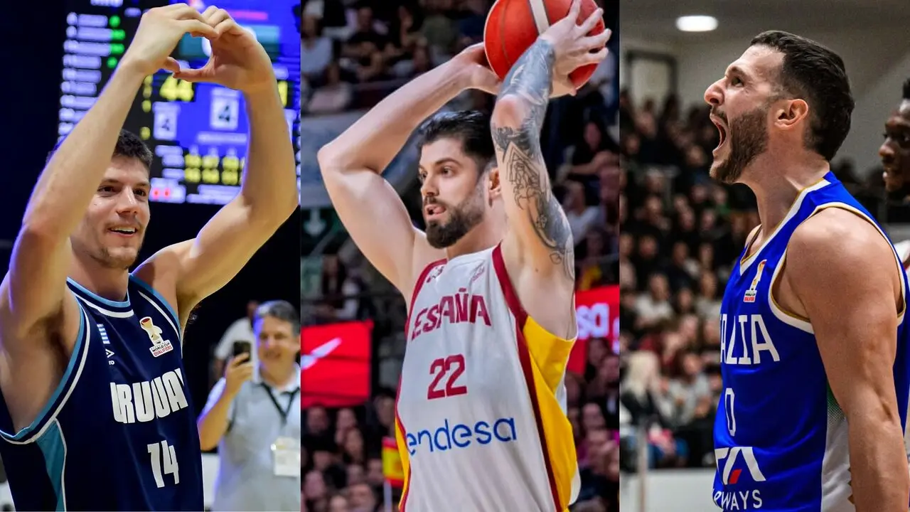 Joaqu&iacute;n Rodr&iacute;guez (Uruguay), Santi Yusta (Espa&ntilde;a) y Marco Spissu (Italia). Fotograf&iacute;as: FIBA.