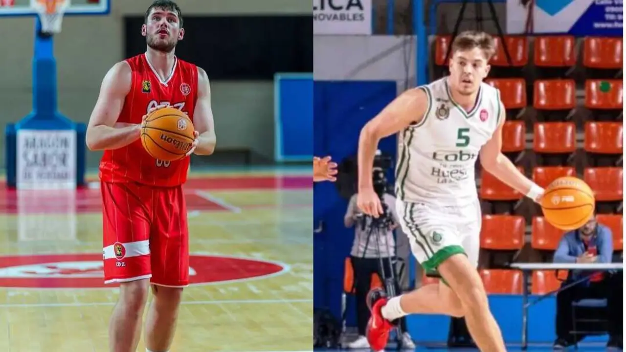 Imagen de duelos del CBZ y Lobe Huesca / Primera foto de Basketistas / Wensceslao Sanz y segunda RRSS del club oscense.