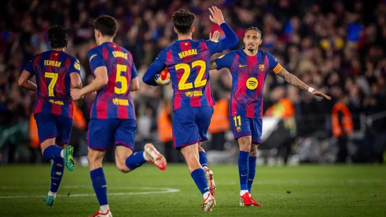 El FC Barcelona celebra un tanto. Fotograf&iacute;a: FCB.