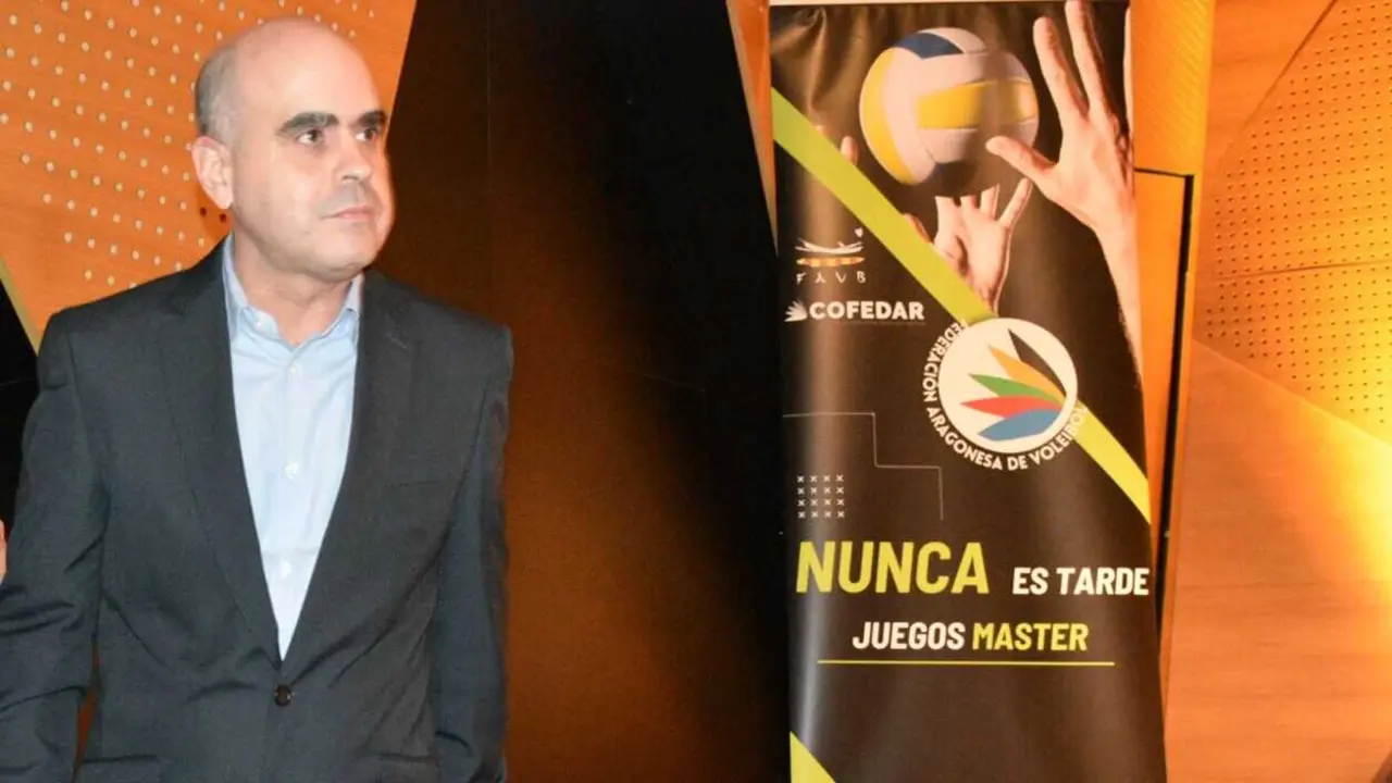 David Lech&oacute;n, durante la Gala del Voleibol Aragon&eacute;s. Fotograf&iacute;a: FAVB.