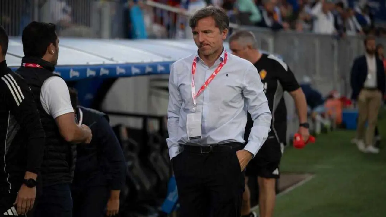 Lalo Arantegui en el Ibercaja Estadio / Marcos Cebri&aacute;n