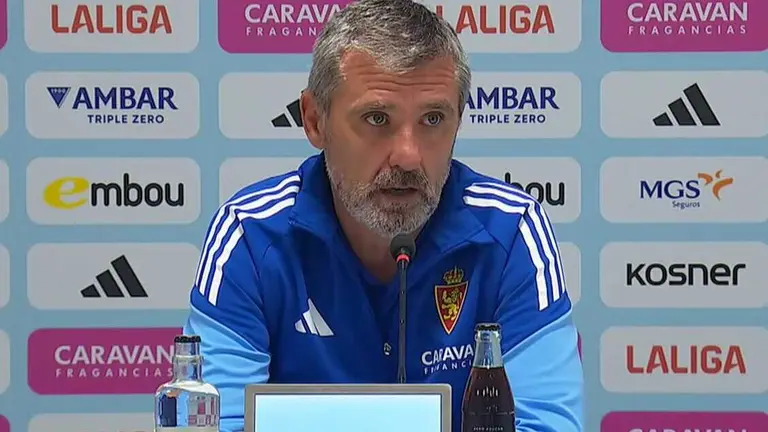Emilio Larraz, en la rueda de prensa tras el partido. Fotograf&iacute;a extra&iacute;da de LaLiga.