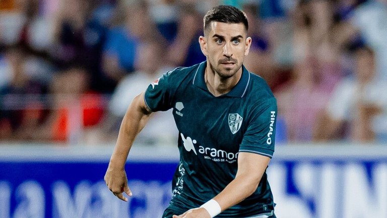 Dani Ojeda, durante un encuentro con la SD Huesca. Fotograf&iacute;a: SD Huesca.