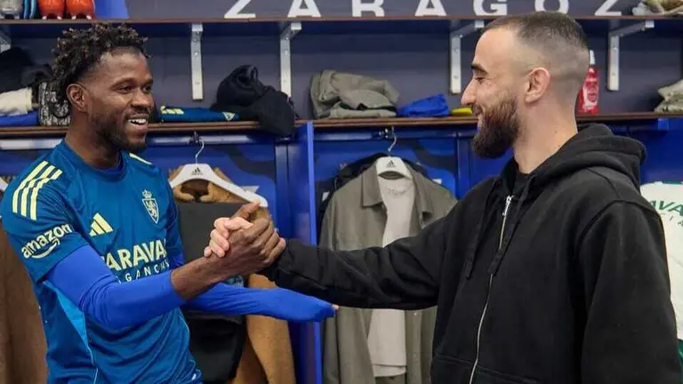 Paul Akouokou se reencuentra con Rober Gonz&aacute;lez / Real Zaragoza