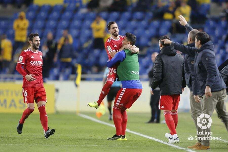 Javi Ros celebra el 0-1 ante la UD Las Palmas. Foto: LaLiga