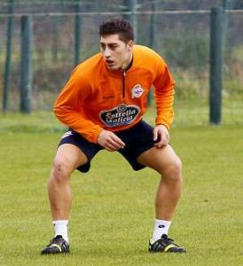 Álvaro Lemos, en un entrenamiento con el Deportivo de la Coruña | Foto: lavozdegalicia.es