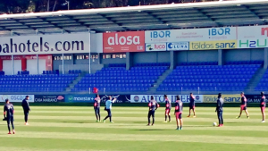 Entrenamiento de ayer de la SD Huesca en El Alcoraz | Foto: @VLorente_5