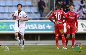 Christian Fernández fue el autor del primer gol del Huesca en Soria | Foto: LFP