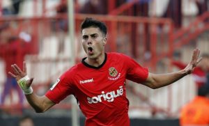 José Narango celebra uno de sus goles con el Nàstic | Foto: diaridetarragona.com 