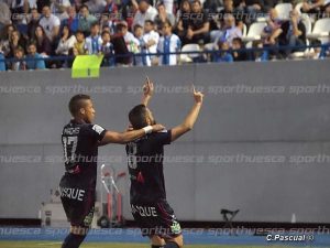 Mérida celebra el tercer gol en Butarque |Foto: C.Pascual