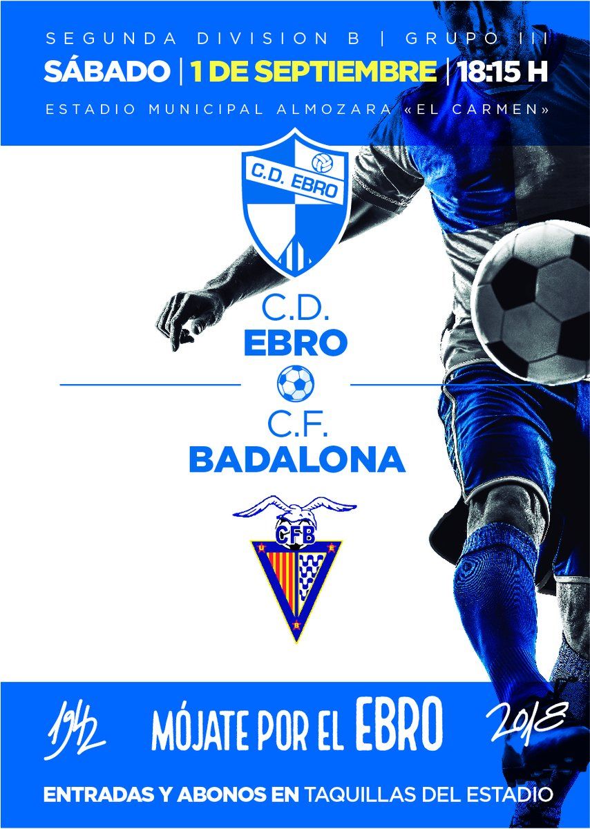 Cartel del CD Ebro para presentar su partido ante el Badalon. | Foto: CD Ebro