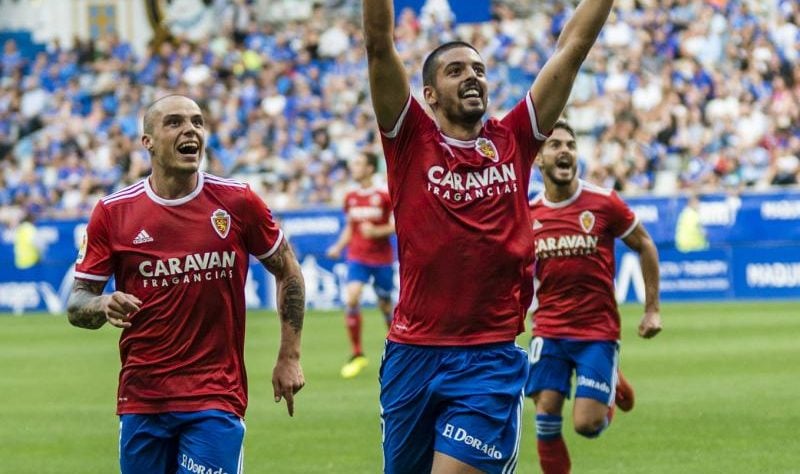 Verdasca celebra el 0-2 en Oviedo, en un partido que acabaría en goleada maña.| Foto: LaLiga