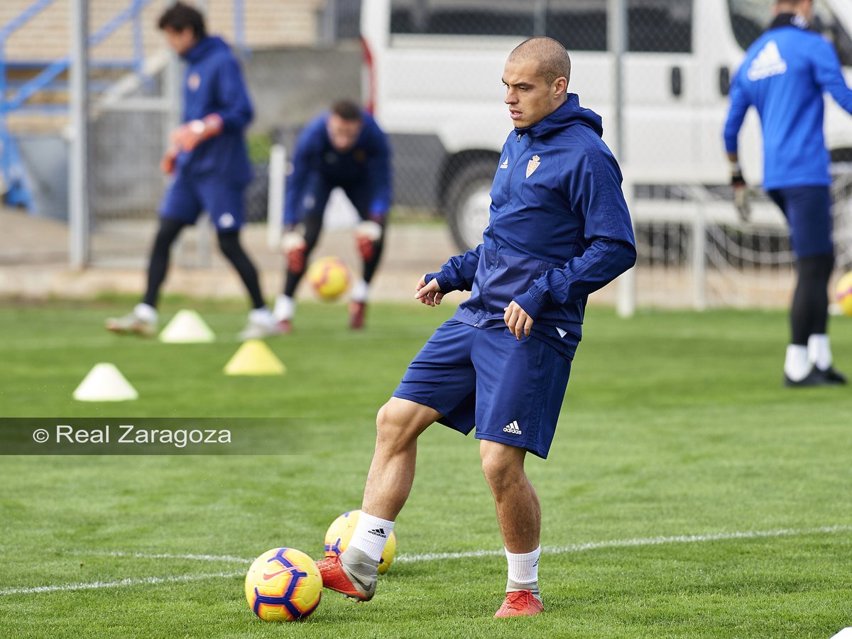 Pombo entrena en la Ciudad Deportiva. | Foto: Real Zaragoza