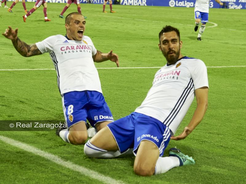 Pombo y Borja Iglesias en su etapa juntos en el Real Zaragoza