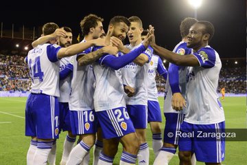 Celebración de uno de los goles ante Las Palmas. Foto: Real Zaragoza