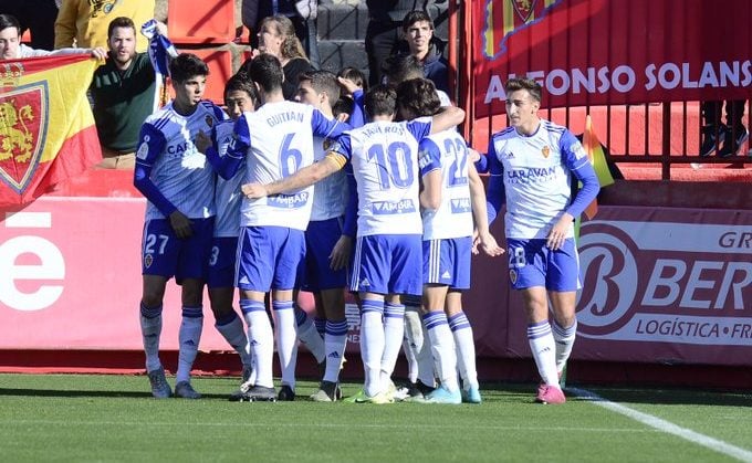 El Real Zaragoza celebra un gol en Tarragona en Copa. Foto: Real Zaragoza