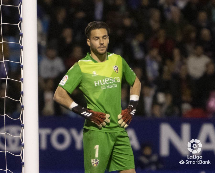 Álvaro Fernández se lamenta por un gol recibido en Ponferrada | Foto: LFP