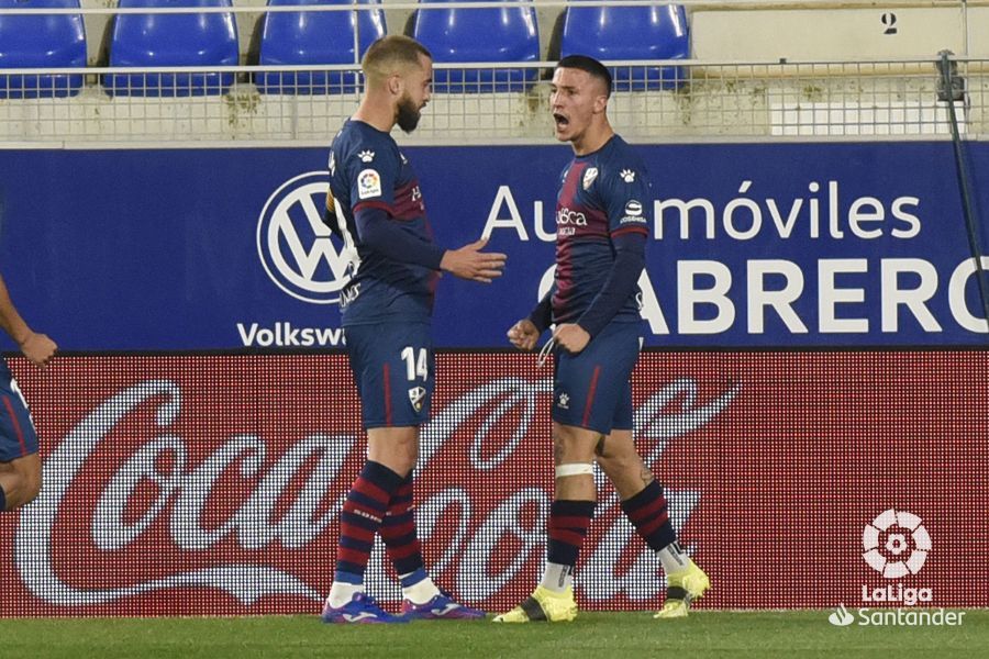 Escriche metió su primer gol con la SD Huesca. Foto: La Liga.