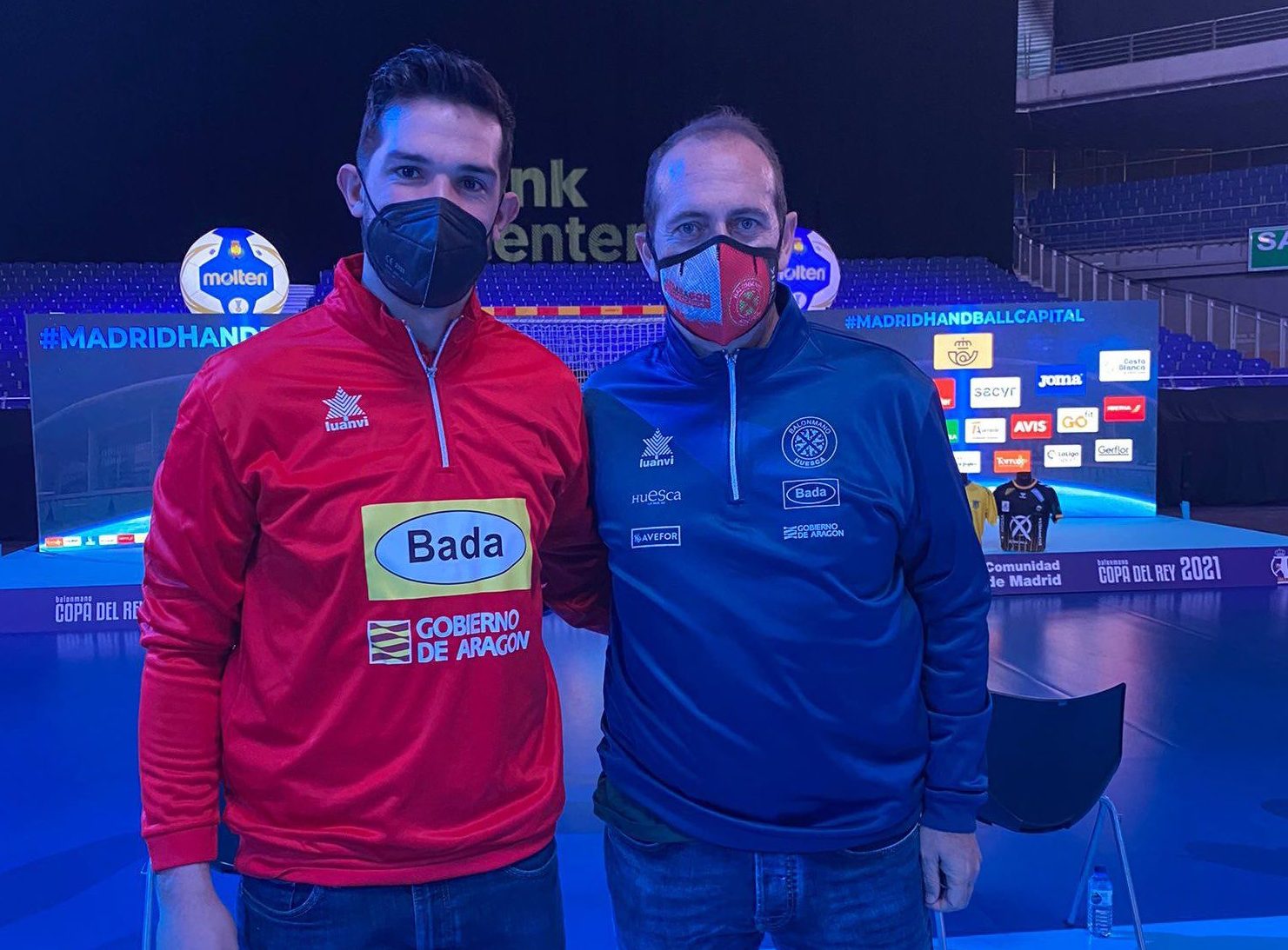 Dani Arguillas y José Francisco Noalsco en el sorteo de la Copa del Rey celebrado en el WiZink Center de Madrid. Foto: Cedida