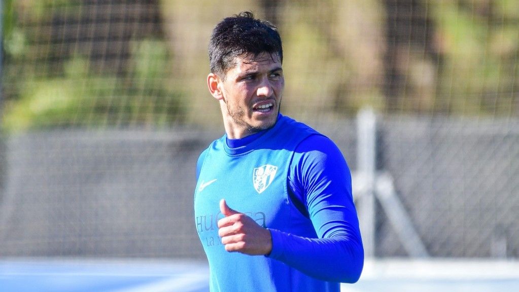 Cristian Salvador, en el entrenamiento previo al Huesca-Ibiza. Foto: SD Huesca.