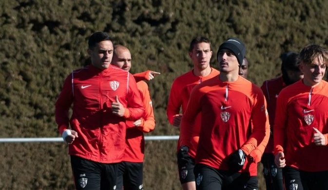 Rubén Pulido en el entrenamiento. Imagen twitter SDHuesca