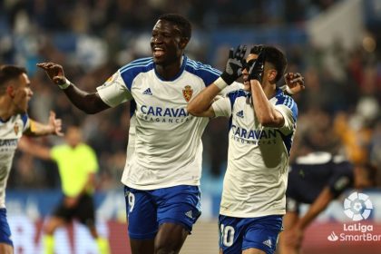 Bermejo celebrando un gol con el Real Zaragoza | La Liga