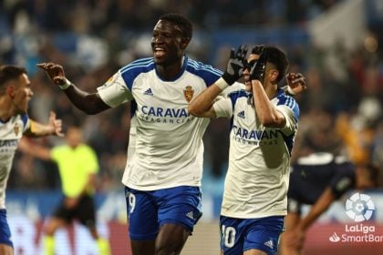 Bermejo celebrando un gol con el Real Zaragoza | La Liga