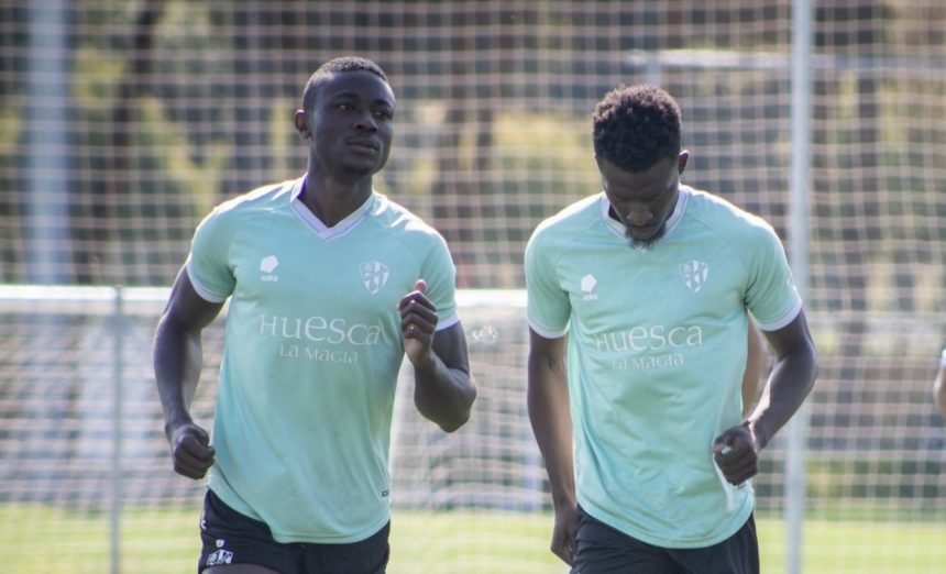 Kanté y Soko en un entrenamiento de la #SDHuesca