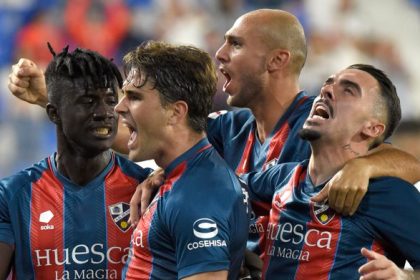La SD Huesca celebra un gol en la temporada 23/24
