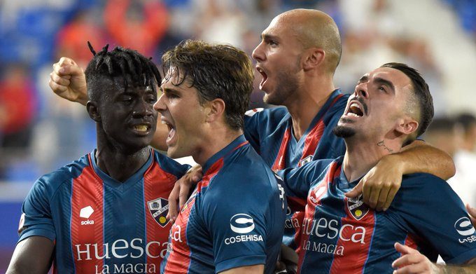 La SD Huesca celebra un gol en la temporada 23/24