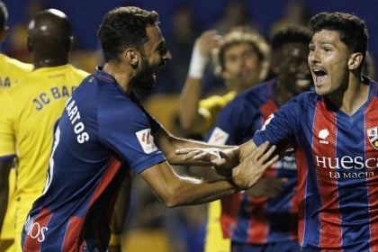 Loureiro celebra el gol anotado en Santo Domingo. Foto: SD Huesca.