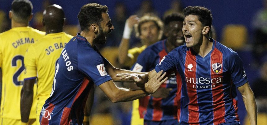 Loureiro celebra el gol anotado en Santo Domingo. Foto: SD Huesca.