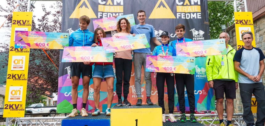 Podium del Campeonato de España de Kilómetro Vertical FEDME celebrado en VIllanúa. Foto: Turismo Villanúa / Yhabril Moro