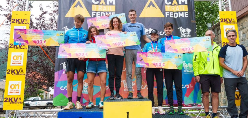 Podium del Campeonato de España de Kilómetro Vertical FEDME celebrado en VIllanúa. Foto: Turismo Villanúa / Yhabril Moro
