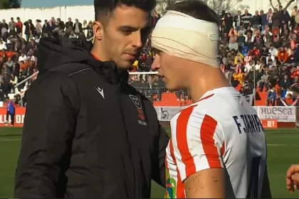 Frank, autor del gol del Barbastro que ha eliminado al Almería de la Copa del Rey. Foto: cedida