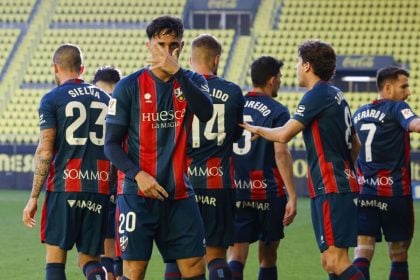 Vilarrasa tras su gol contra el Villarreal B. Foto: LaLiga