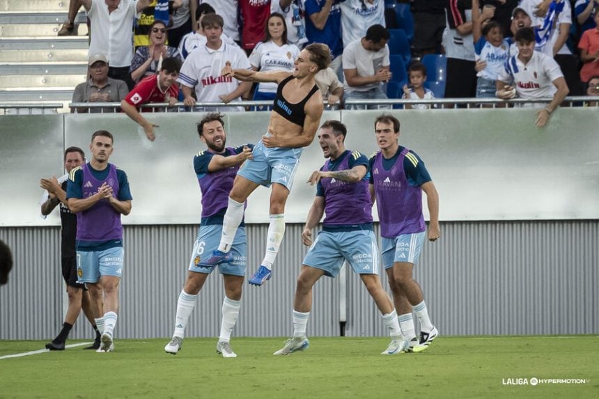 Dani Gómez celebra el gol del triunfo